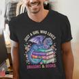 Just a Girl Who Loves Dragons And Books Dragon Reading Men's V-Neck T-Shirt