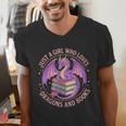 Just A Girl Who Loves Dragons And Books Fantasy Dragon Men's V-Neck T-Shirt Just A Girl Who Loves Dragons And Books Fantasy Dragon Men's V-Neck T-Shirt