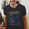 Just a Girl Who Loves Dragons And Books Fantasy Men's V-Neck T-Shirt