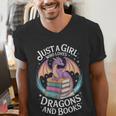 Just A Girl Who Loves Dragons And Books Fantasy Reader Men's V-Neck T-Shirt