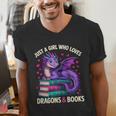 Just a Girl Who Loves Dragons And Books Reading Men's V-Neck T-Shirt