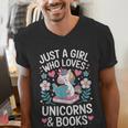 Just a Girl Who Loves Unicorns And Books Men's V-Neck T-Shirt