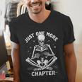 Just One More Chapter Skeleton Reading Bookworm Men's V-Neck T-Shirt Just One More Chapter Skeleton Reading Bookworm Men's V-Neck T-Shirt