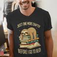 Just One More Chapter Sloth Sleeping On Books Reading Men's V-Neck T-Shirt