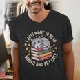 I Just Want To Read Books And Pet Cats Cat And Book Men's V-Neck T-Shirt I Just Want To Read Books And Pet Cats Cat And Book Men's V-Neck T-Shirt