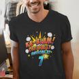 Kids Ka-Blam 7 Year Old Boys 7th Birthday Comic Book Super Hero Men's V-Neck T-Shirt Kids Ka-Blam 7 Year Old Boys 7th Birthday Comic Book Super Hero Men's V-Neck T-Shirt