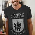 Knight Cat Defend Your Public Library Book Lover Men's V-Neck T-Shirt Knight Cat Defend Your Public Library Book Lover Men's V-Neck T-Shirt