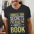 I Know All Your Secrets i Have Read Guest Book Hotel Manager Men's V-Neck T-Shirt