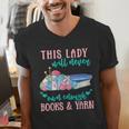 THIS LADY Will Never Own Enough BOOKS & YARN Men's V-Neck T-Shirt