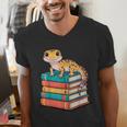 Leopard Gecko Book Lover Reading Men's V-Neck T-Shirt Leopard Gecko Book Lover Reading Men's V-Neck T-Shirt