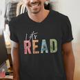 Let's Read Book Nerd Reading Book Lover Librarian Teacher Men's V-Neck T-Shirt
