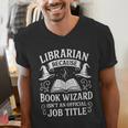 Librarian Because Book Wizard Library Humor Men's V-Neck T-Shirt