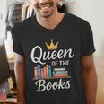 Librarian Queen Of The Books Book Reading Library Men's V-Neck T-Shirt