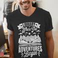 Library Where The Adventures Begin Librarian Book Readers Men's V-Neck T-Shirt