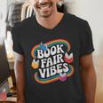 Library Book Fair Vibe Groovy Retro School Reading Nostalgic Men's V-Neck T-Shirt
