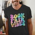 Library Book Fair Vibe Tie Dye School Reading Nostalgic Men's V-Neck T-Shirt Library Book Fair Vibe Tie Dye School Reading Nostalgic Men's V-Neck T-Shirt