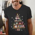 Library Books Christmas Tree Teacher Xmas Snowflake Men's V-Neck T-Shirt Library Books Christmas Tree Teacher Xmas Snowflake Men's V-Neck T-Shirt