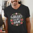Library Is My Jam Librarian Book Lover Strawberry Men's V-Neck T-Shirt Library Is My Jam Librarian Book Lover Strawberry Men's V-Neck T-Shirt
