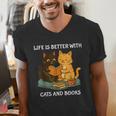 Life Is Better With Cats And Books Cute Cat Lover Men's V-Neck T-Shirt Life Is Better With Cats And Books Cute Cat Lover Men's V-Neck T-Shirt