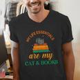 My Life Essentials Are Cat And Books Men's V-Neck T-Shirt