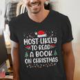 Most Likely To Read A Book On Christmas Matching Family Xmas Men's V-Neck T-Shirt Most Likely To Read A Book On Christmas Matching Family Xmas Men's V-Neck T-Shirt