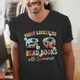 Most Likely To Read Books All Summer Book Lovers Men's V-Neck T-Shirt Most Likely To Read Books All Summer Book Lovers Men's V-Neck T-Shirt
