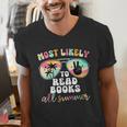 Most Likely To Read Books All Summer Teacher Student Men's V-Neck T-Shirt Most Likely To Read Books All Summer Teacher Student Men's V-Neck T-Shirt