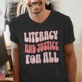 Literacy And Justice For All Book Lover Men's V-Neck T-Shirt Literacy And Justice For All Book Lover Men's V-Neck T-Shirt