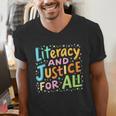 Literacy And Justice For All Protect Banned Books Library Men's V-Neck T-Shirt