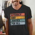 Literacy And Justice For All Stop Book Banning Banned Books Men's V-Neck T-Shirt