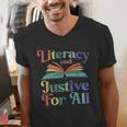 Literacy Justice For All Stop Book Banning Protect Librarian Men's V-Neck T-Shirt Literacy Justice For All Stop Book Banning Protect Librarian Men's V-Neck T-Shirt