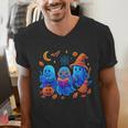 Little Ghost Coffee Tee Spooky Season Ghost Reading Book Men's V-Neck T-Shirt Little Ghost Coffee Tee Spooky Season Ghost Reading Book Men's V-Neck T-Shirt