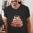 Love Book Coffee Heart Coquette Bow Valentines Day Men's V-Neck T-Shirt