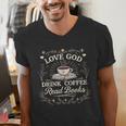 Love God Drink Coffee Read Books Coffee & Jesus Men's V-Neck T-Shirt