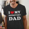 I Love My Introvert Dad I Heart My Introvert Dad Men's V-Neck T-Shirt