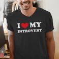 I Love My Introvert I Heart My Introvert Men's V-Neck T-Shirt I Love My Introvert I Heart My Introvert Men's V-Neck T-Shirt