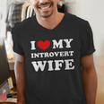 I Love My Introvert Wife I Heart My Introvert Wife Men's V-Neck T-Shirt I Love My Introvert Wife I Heart My Introvert Wife Men's V-Neck T-Shirt