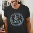 I Love My Library Medallion For Book Lover Reader Librarian Men's V-Neck T-Shirt