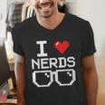 I Love Nerds I Heart Nerds For Science Book Knowledge Geeks Men's V-Neck T-Shirt I Love Nerds I Heart Nerds For Science Book Knowledge Geeks Men's V-Neck T-Shirt