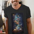Magical Book Floral Coffee Books Nature Fantasy Men's V-Neck T-Shirt