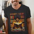 Man Reading Book Black History Month Book Lover Afro Men's V-Neck T-Shirt Man Reading Book Black History Month Book Lover Afro Men's V-Neck T-Shirt