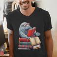 Manatee Reading Books Matching Bookworm Readers Librarian Men's V-Neck T-Shirt