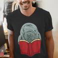 Manatee Reading Books Sea Animal Manatee Men's V-Neck T-Shirt Manatee Reading Books Sea Animal Manatee Men's V-Neck T-Shirt