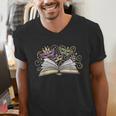 Mardi Gras Book Librarian Author Purple Beads Men's V-Neck T-Shirt