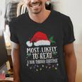 Matching Christmas PJS Most Likely To Read A Book Men's V-Neck T-Shirt