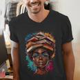 Melanin Girl Afro Book Lover Librarian Teacher Student Men's V-Neck T-Shirt