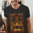 Melanin Girl Locs Book Lover Librarian Teacher Student Men's V-Neck T-Shirt