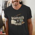 Wordsmith At Work Vintage Writer & Author Pen Book Lover Men's V-Neck T-Shirt