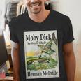 Moby Dick Book Cover Illustration Men's V-Neck T-Shirt Moby Dick Book Cover Illustration Men's V-Neck T-Shirt