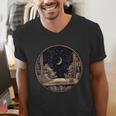 Moon Book Bookshelf Library Coffee Cup Star Stars Pattern Men's V-Neck T-Shirt Moon Book Bookshelf Library Coffee Cup Star Stars Pattern Men's V-Neck T-Shirt